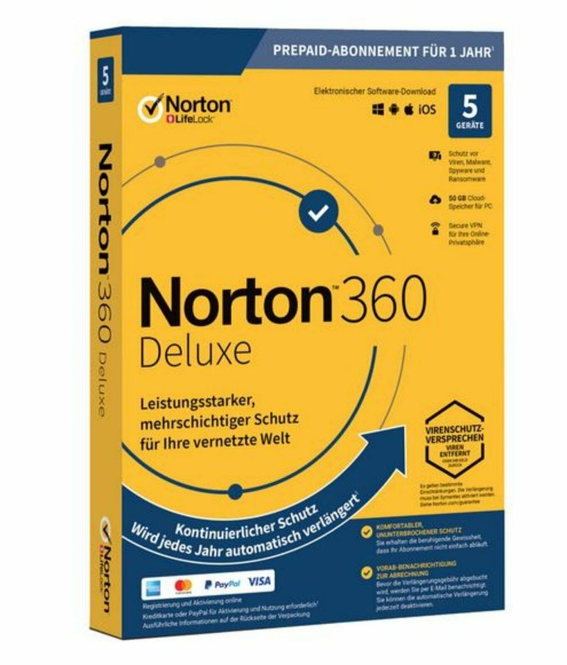 Norton 360 Deluxe Virenschutz für 5 Geräte / 1 Jahr  inkl. VPN in Schwarzenbach b. Pressath