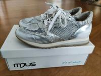 MJUS SNEAKER GR. 39 WEISS GRAU SILBER  LEDER SCHUH Nordrhein-Westfalen - Greven Vorschau