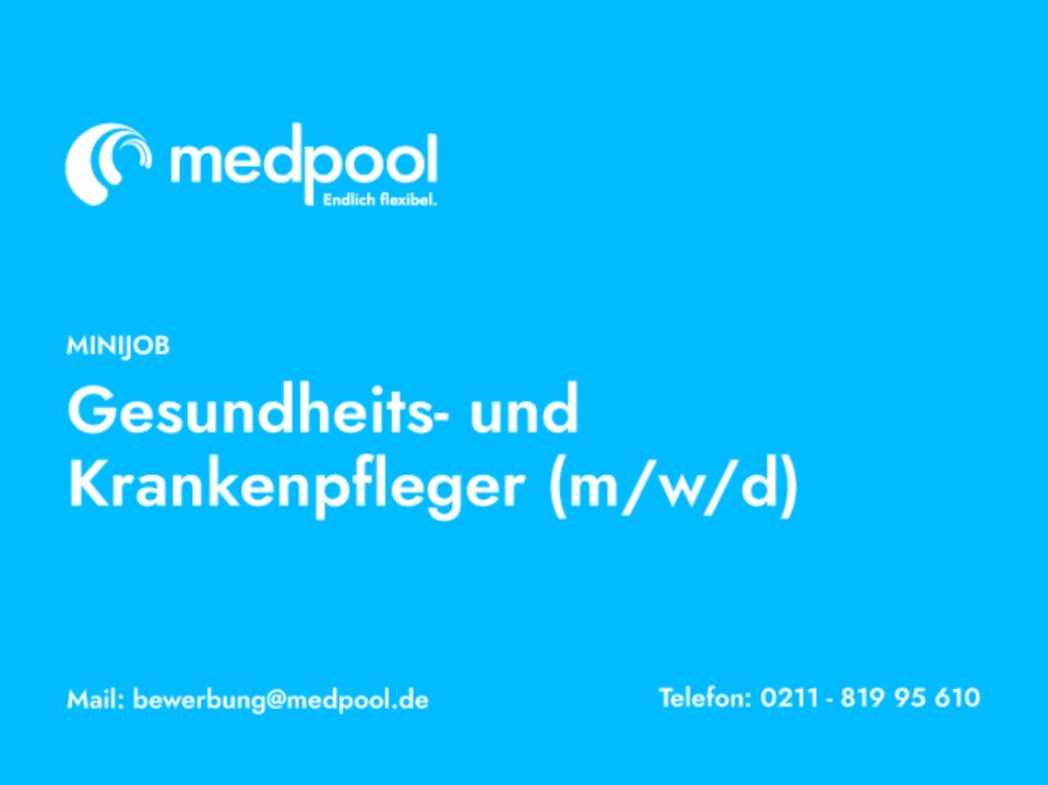 Minijob als Gesundheits- und Krankenpfleger (m/w/d) - 538€ | in Burscheid in Burscheid