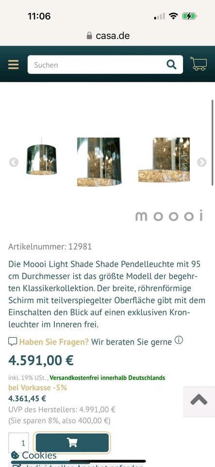 Moooi Light Shade Shade Pendelleuchte Kronleuchter in Berlin
