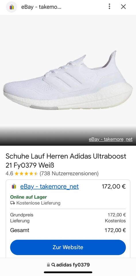 Adidas Boost  UltraBoost 21 weiß Gr. 46 Schuhe FY0379  NEUw. in Hiddenhausen