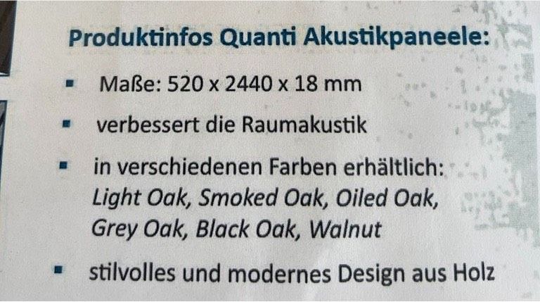 Fibrotech Akustikpaneele neuwertig 520x2440x18mm Aktion in Osnabrück