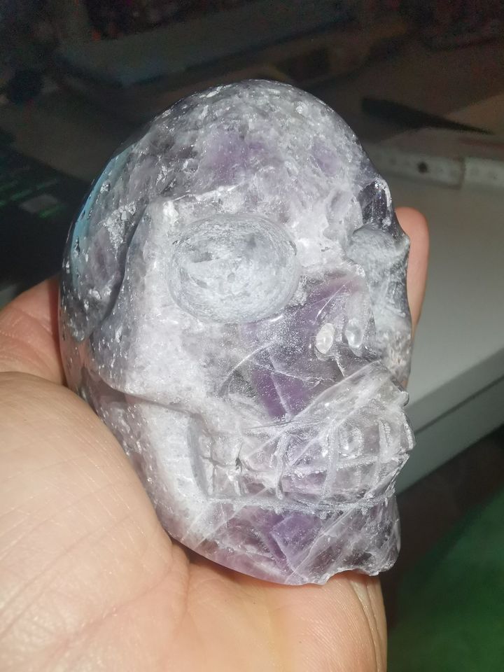 Totenschädel Skull Schädel Mineralien Amethyst 413g Heilsteine in Creußen