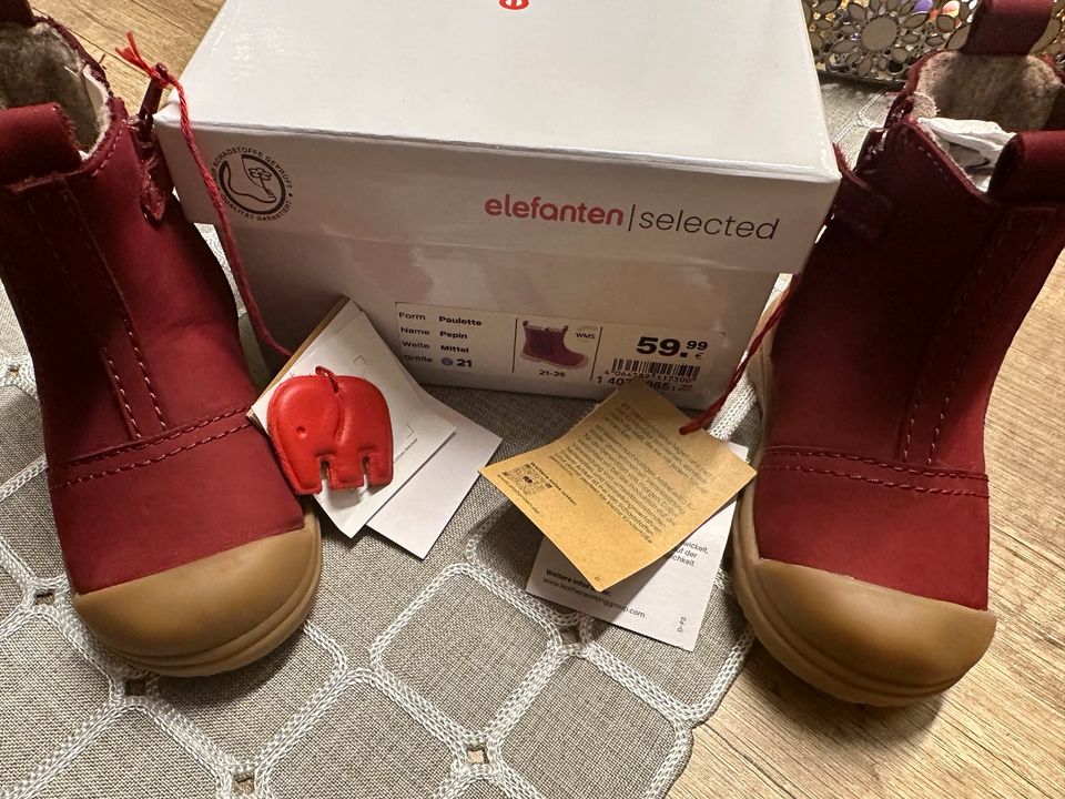 Elefanten Mädchen Stiefelette Weinrot Gr.21 NEU in Wettin-Löbejün