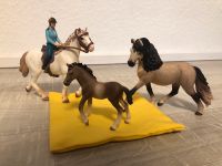 Schleich Set mit zwei Pferden und Fohlen Sattel und Reiterin (5) Niedersachsen - Faßberg Vorschau