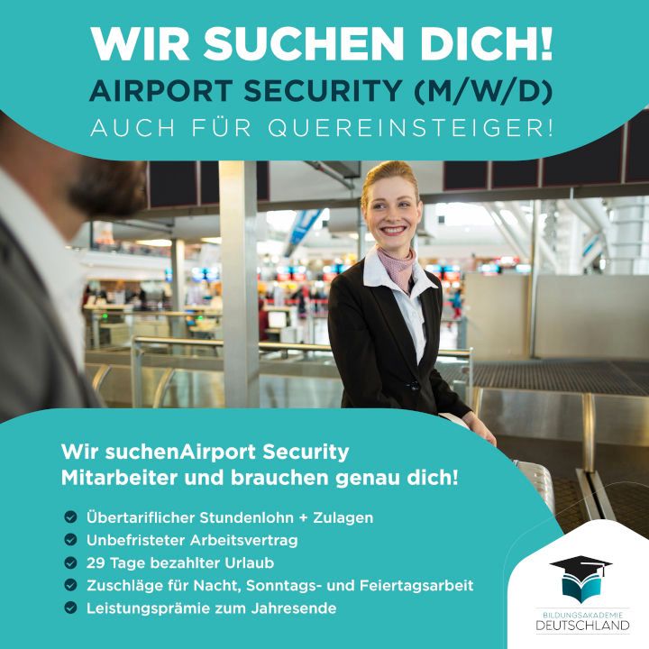 Airport Security|Quereinsteiger| Bis zu 23€/Std.**|job|security|quereinsteiger|sicherheitsmitarbeiter|vollzeit in Berlin