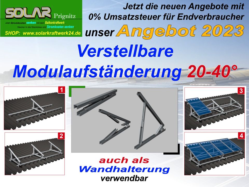 Modulaufständerung 20-40° verstellbar / auch für Wandmontage verwendbar / ab LAGER verfügbar in Dannenwalde (Gumtow)