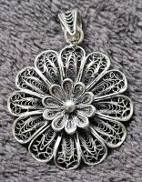 Antik 800 Silber Floral Anhänger Blüte Blume ca.1920 f.Kette RAR Thüringen - Saalfeld (Saale) Vorschau