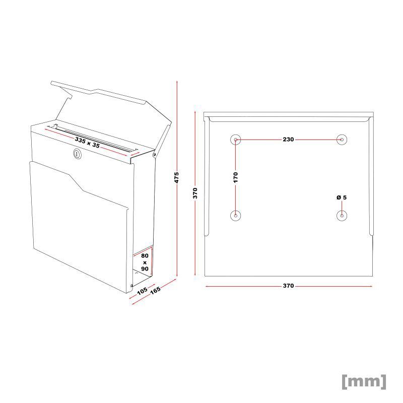 Designer Briefkasten Edelstahl 370x105x370 mm, Wandbriefkasten in Gladbeck