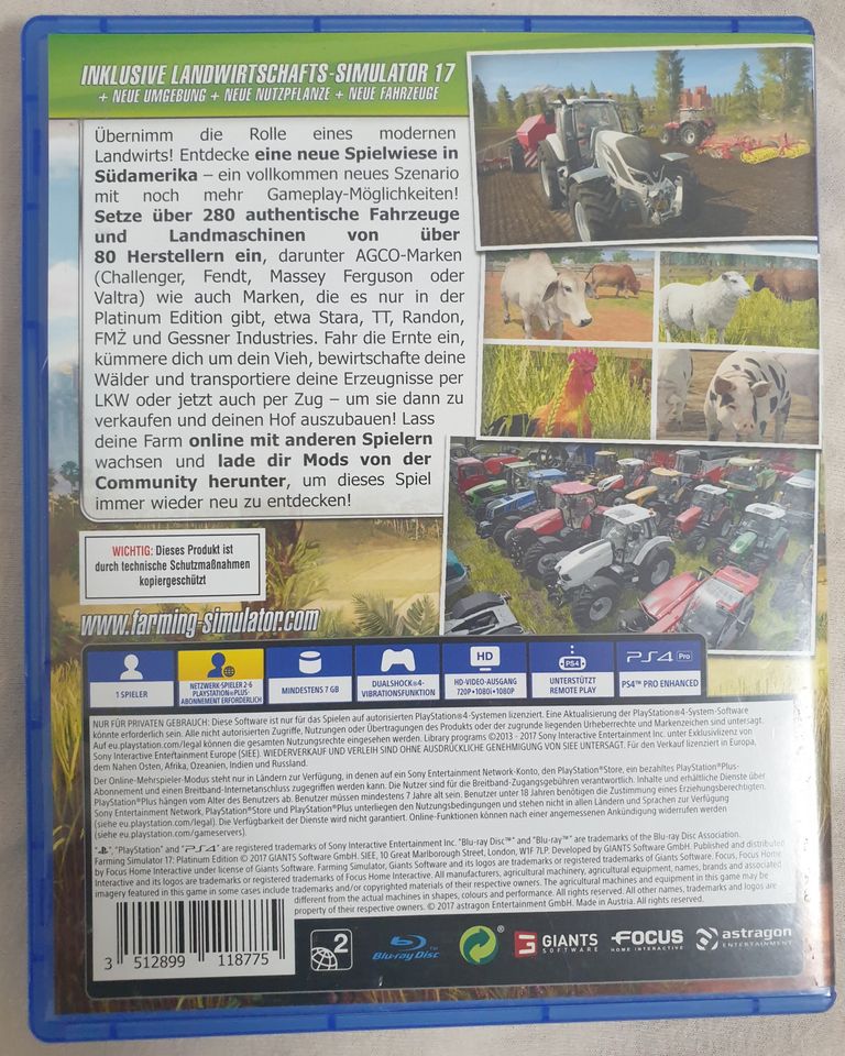 Biete PlayStation 4 Spiel LANDWIRTSCHAFTS-SIMULATOR 17 für 15 Eur in Duisburg