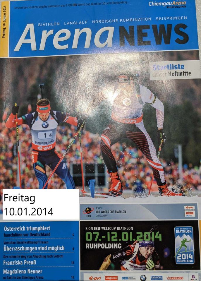 NEU Arena News Biathlon Magazine Ruhpolding Nove Mesto in Muldenhammer