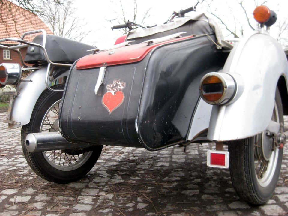 MZ TS 250/1 Gespann Oldtimer/Simson AWO Ural Jawa DKW BMW Guzzi.. in Nienstädt