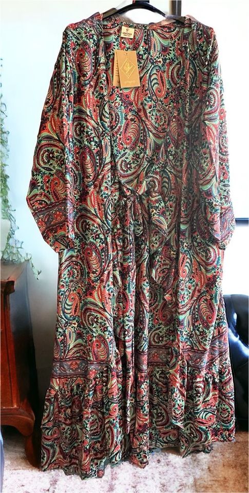 Damen Seide Mischung Volant Kimono Mantel paisley m l xl 2Xl in Groß-Gerau