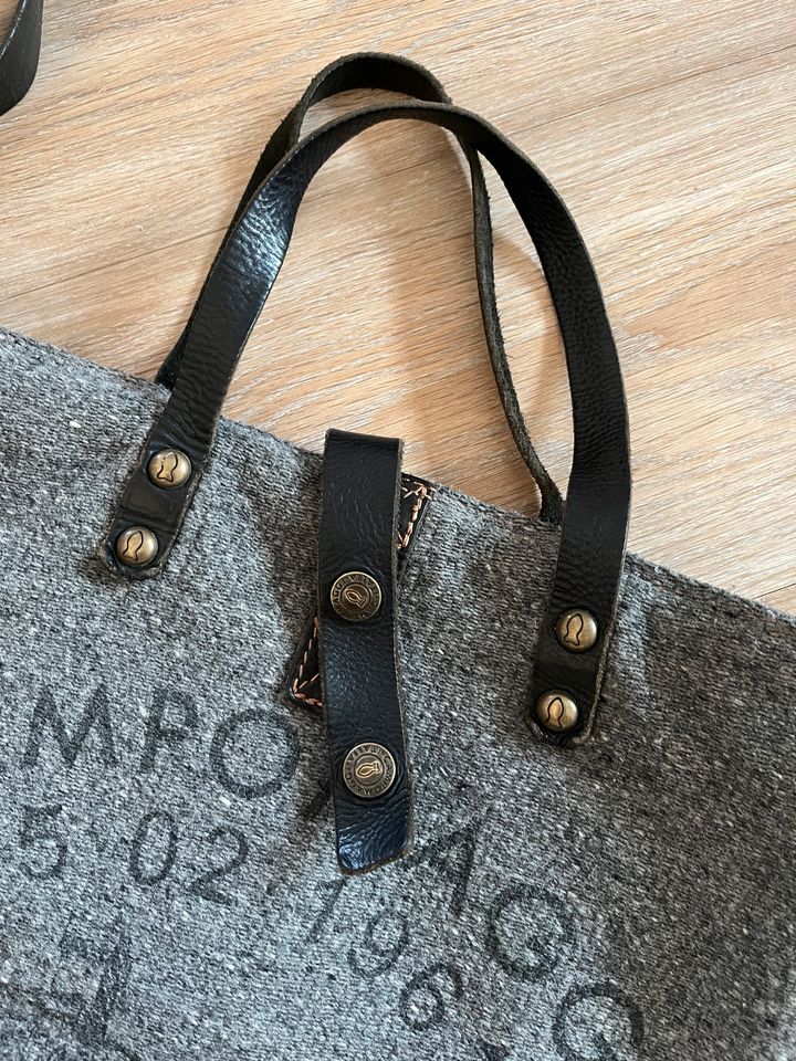 Große Campomaggi Tasche Tweed Grau Leder schwarz wie neu in Roxheim