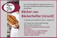 Suchen Bäcker oder Bäckerhelfer (m/w/d) Mecklenburg-Strelitz - Landkreis - Friedland Vorschau