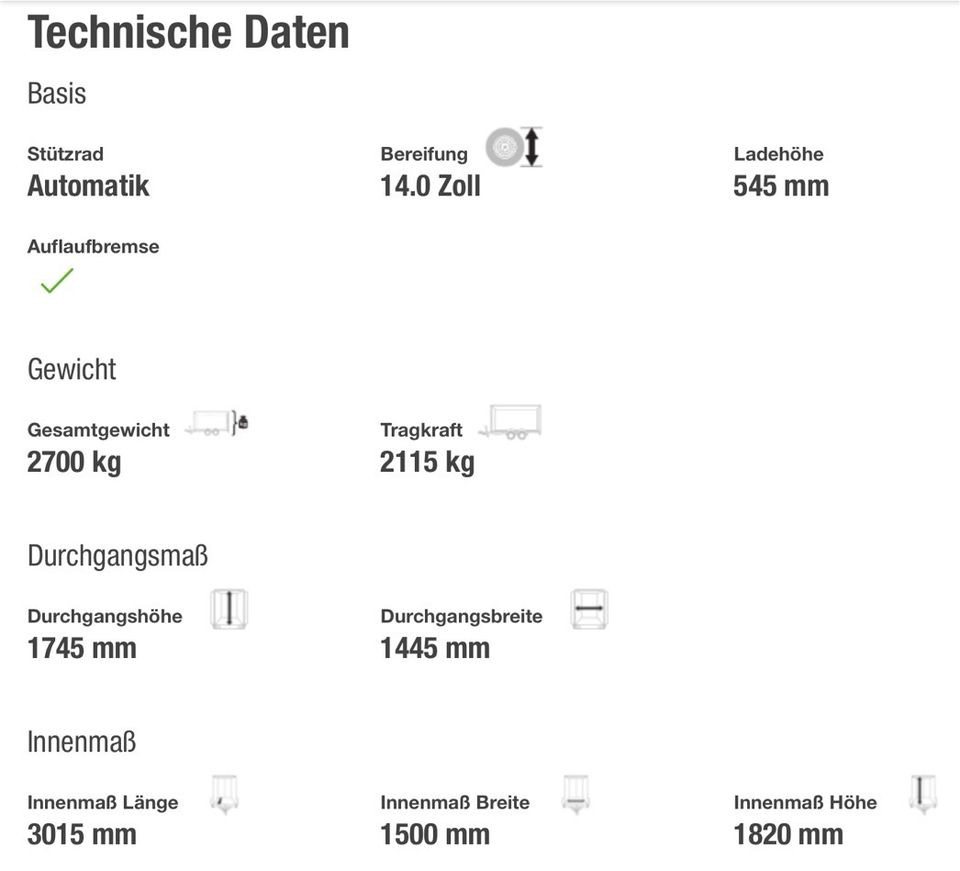 Böckmann KT 3015 / 27M Kofferanhänger Tandemanhänger mit Klappe in Gransebieth