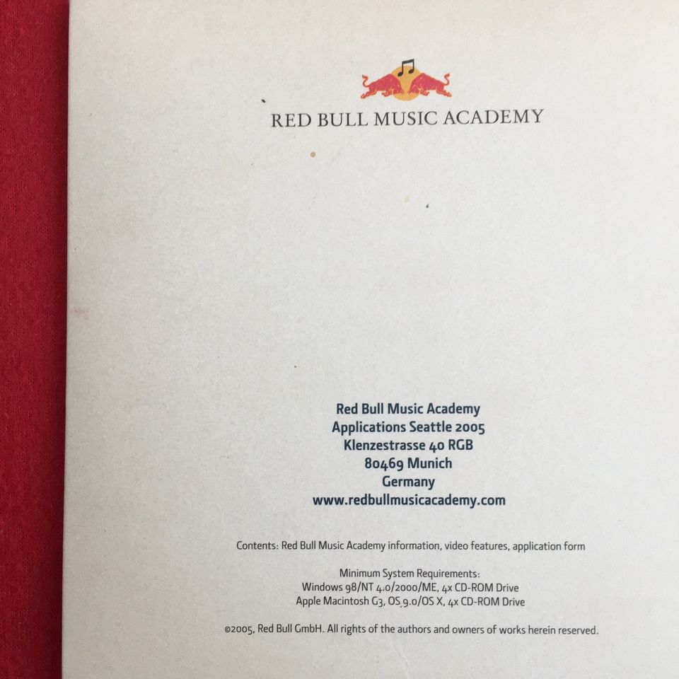 Red Bull Music Academy Seattle 2005 CD-ROM & Application in Düsseldorf