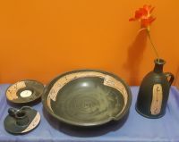 Keramik-Set grün Schale, Vase, Kerzenhalter/-Ständer 4-teilig Sachsen-Anhalt - Biederitz Vorschau