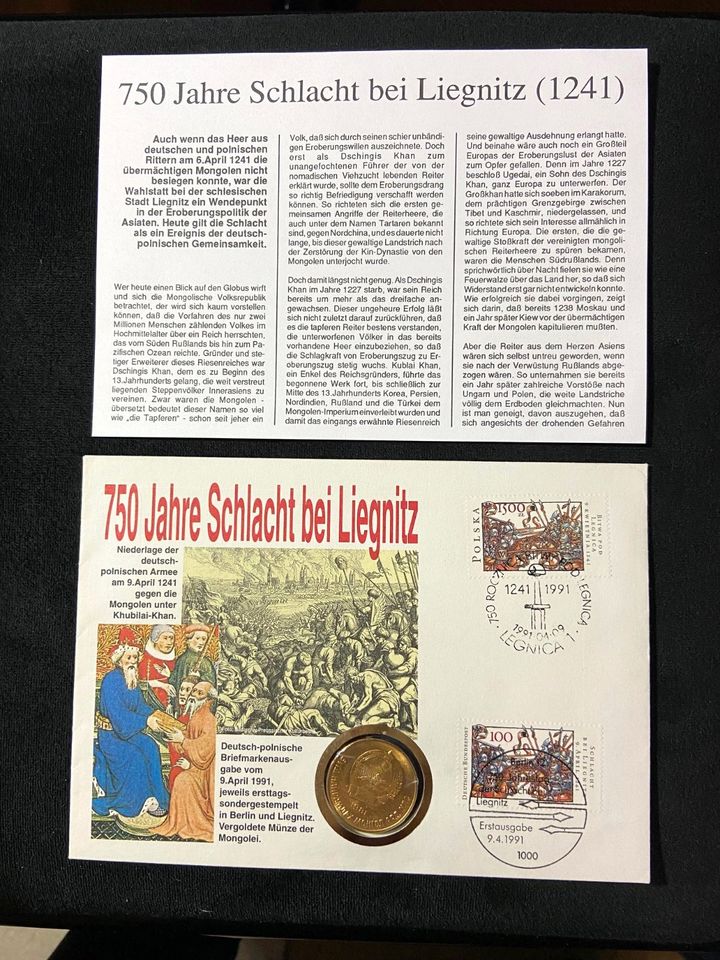 Bund 750 Jahre Schlacht bei Liegnitz: Numisbrief  FDC in Essen