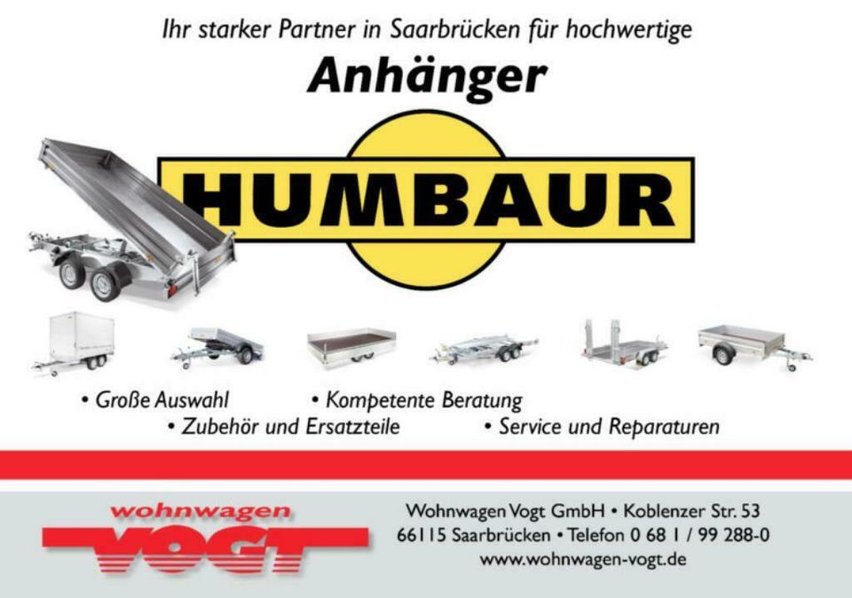 Humbaur Steely 750 Anhänger Plane/Spriegel in Saarbrücken