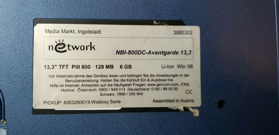 Rarität Notebook Network NBI-800 DC Avantgarde, Neupreis 3999 DM in Rottenburg am Neckar