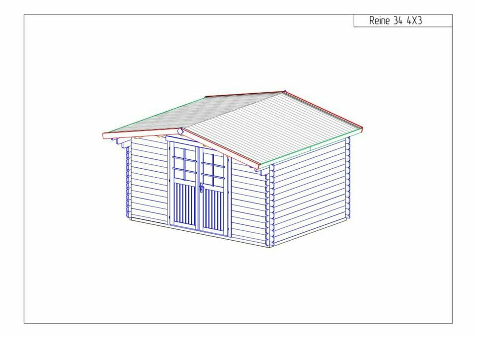 Gartenhaus 34mm Holzhaus Gerätehaus Schuppen Blockhaus 3,8 x 2,8m in Egeln