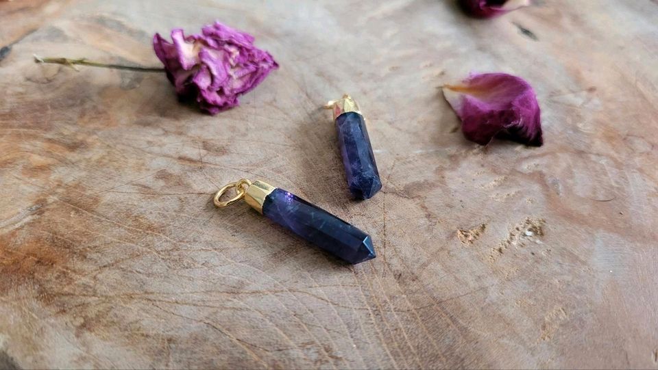 ⚜️ Amethyst Kettenanhänger Spitze Edelsteinschmuck Heilsteine 925 in Minden