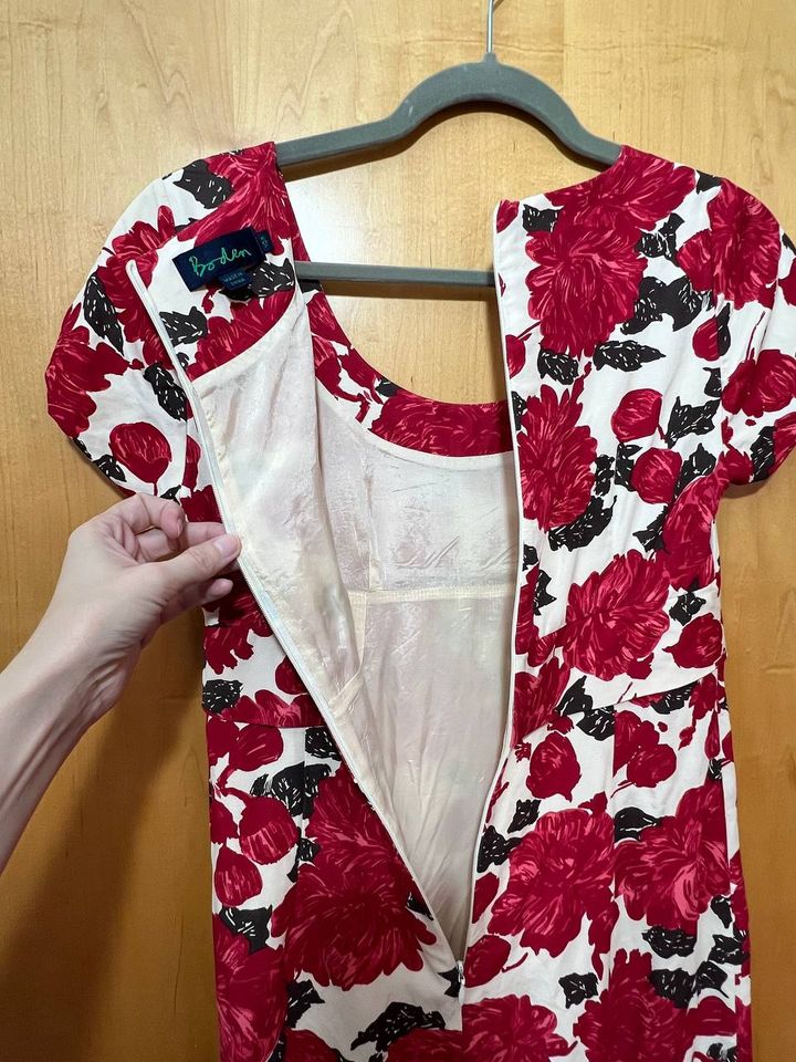 Kleid Etuikleid von BODEN Größe 10 R 36 S Seidenkleid Blumen rot in Langen (Hessen)