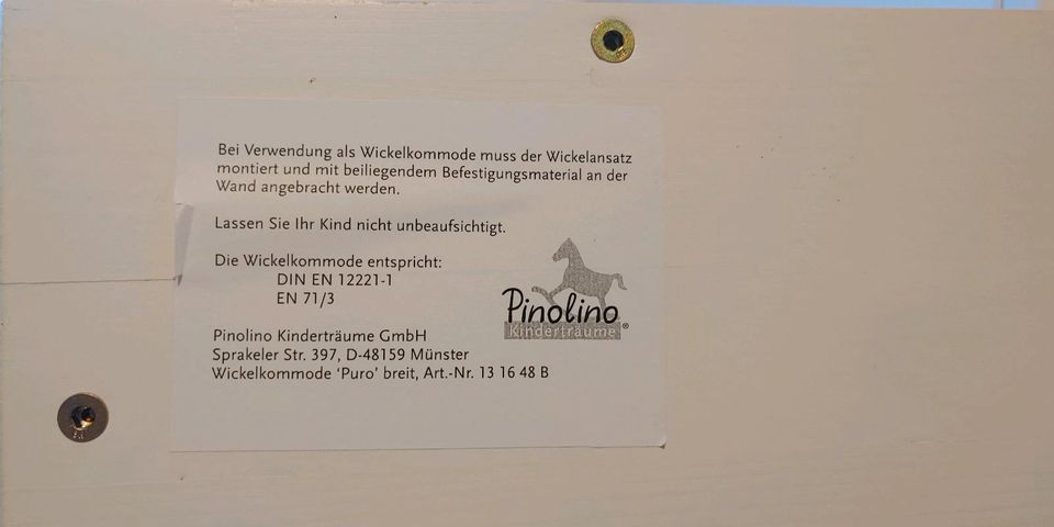 Wickelkommode weiß umbaubar Pinolino "Puro" 3 Schubladen in München