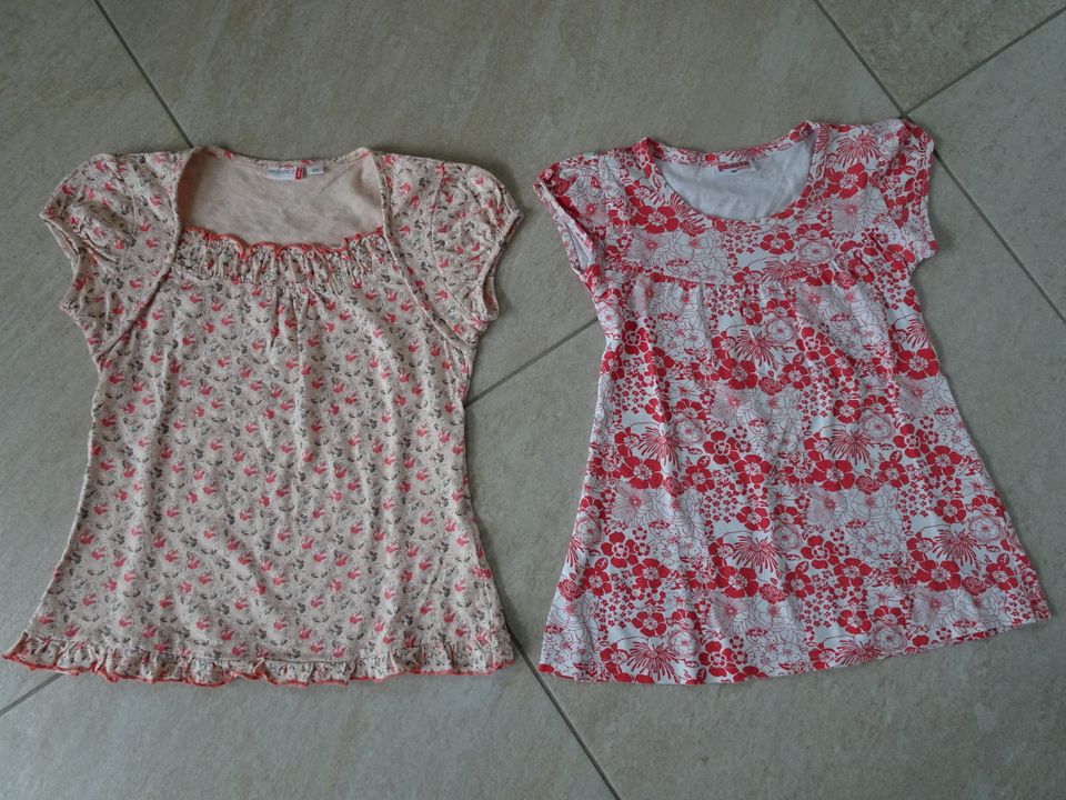 2x Mädchen Shirt, kurz, Blusen-Shirt, mit Blumen, Gr.128 in Dippoldiswalde