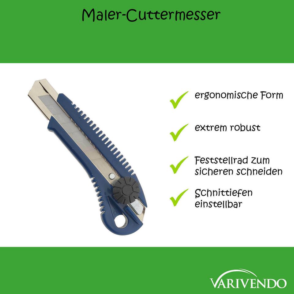 6 x Maler-Cuttermesser 18mm schwere Handwerkerausführung blau in Höhn