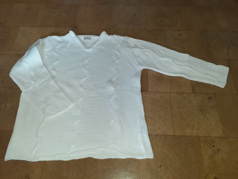 Damen – Stick-Pullover weiß – dreiviertelarm - Gr. 36/38 in Elsenfeld
