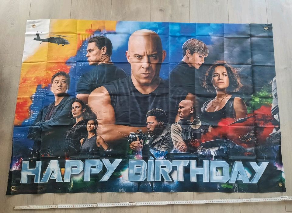 Fast&Furious Happy Birthday Stoffposter 150x100cm in Rüsselsheim