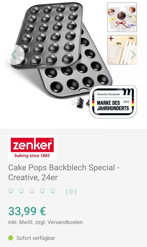 ZENKER Cake Pop Maker- Set ☀️ Backform ☀️❗ WNEU ❗ in Eckernförde