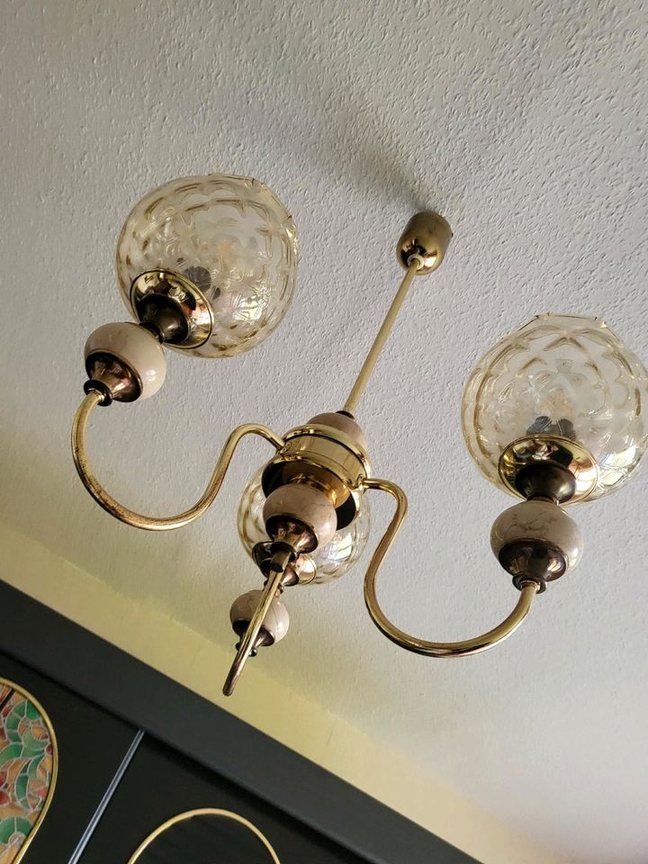 Kronleuchter // Deckenlampe alt vintage Gold/ Marmor Obtik in Güstrow