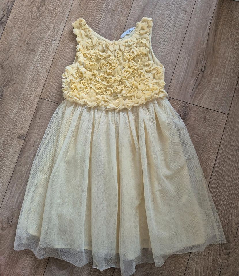 H&M festliches Kleid Tüll gelb Gr. 128 in Troisdorf