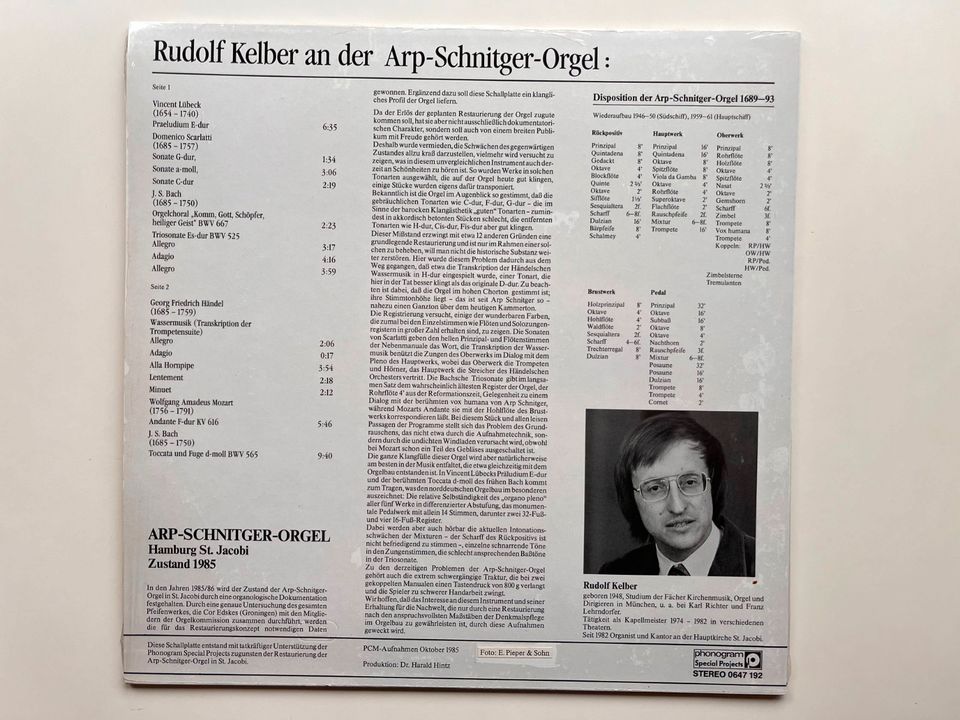 LP Arp-Schnitger-Orgel, St. Jacobi, Hamburg, Profil 1985, Kelber in Dortmund