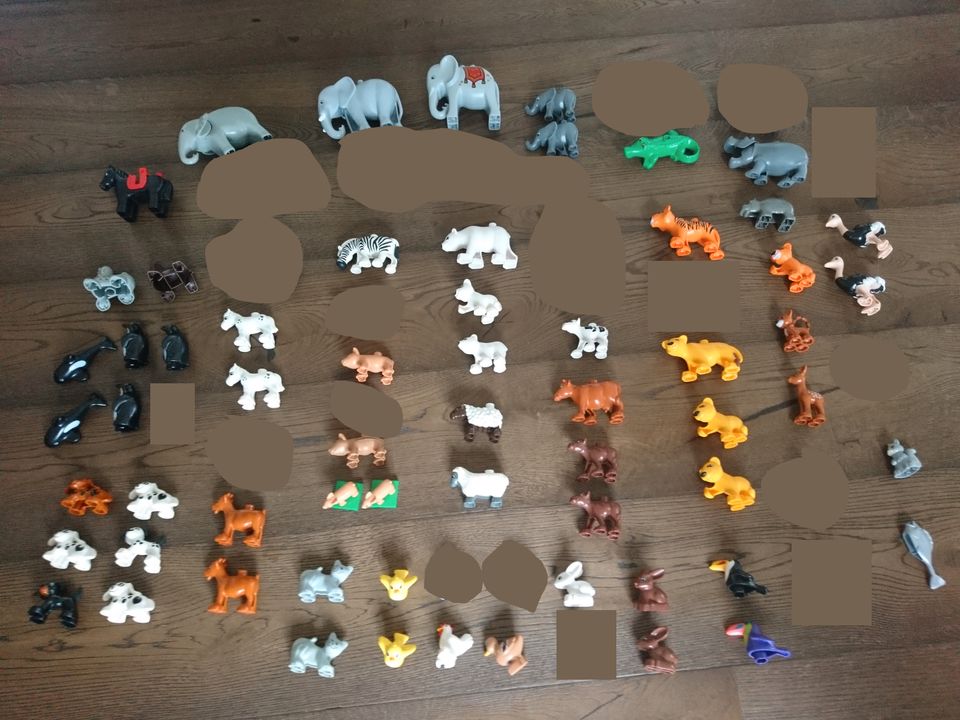 62 Lego Duplo Krokodil Nilpferd Elefant Tiger Löwe Pferd Papagei in Brombachtal