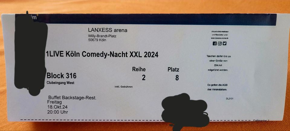 Verkaufe 1 Live Köln Comedy- Nacht XXL 2024 Tickets in Köln