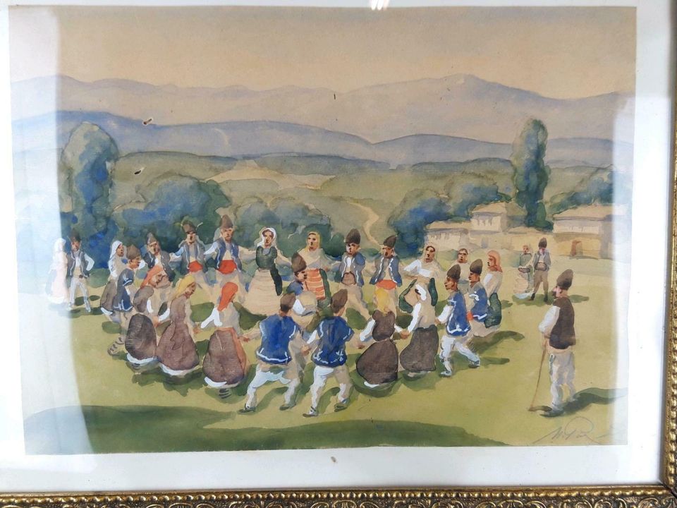 Bild - Tanz - Folklore - Balkan - Aquarell - signiert - Original in Hiltrup