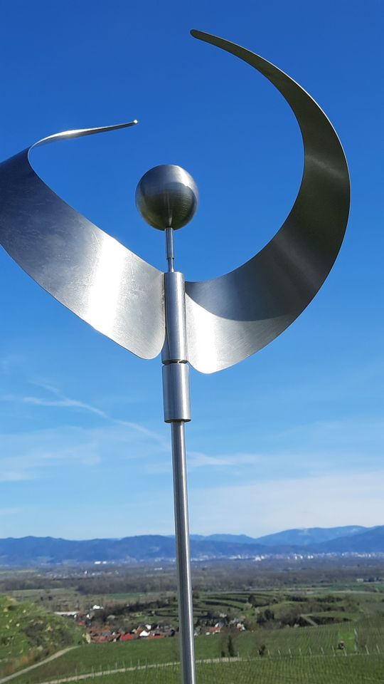 Windspiel / Windrad "2er-Quirly" aus Edelstahl + Aluminium in Bötzingen