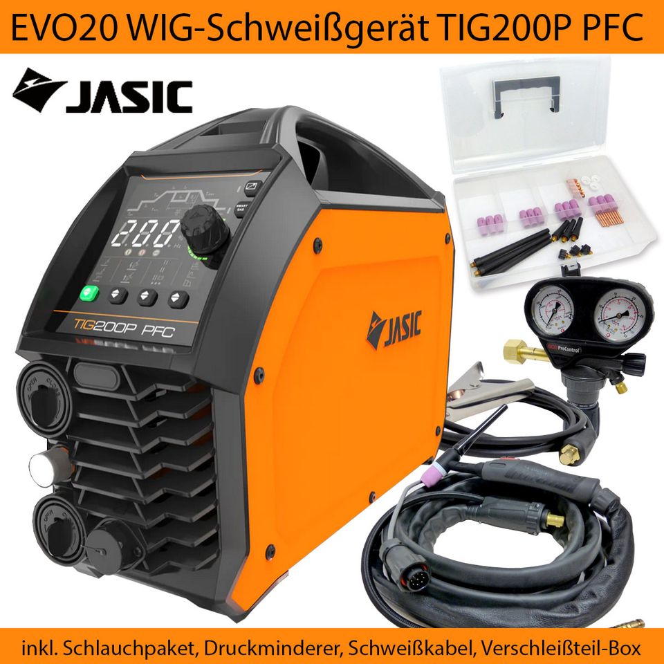 WIG-Schweißgerät DC JASIC 20-200A|Druckminderer|Verschleißteilbox in Bitterfeld