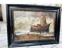 Ölgemälde  Alt Vintage Ölbild See Meer Boot SchellackRahmen 90cm Niedersachsen - Rodenberg Vorschau