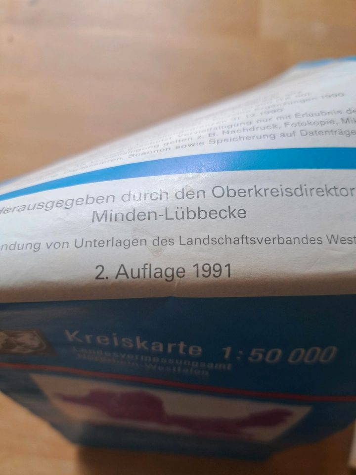 Kreiskarte Karte Minden-Lüɓbecke 1991 1:50000 in Detmold