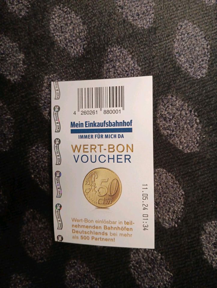 34 Wert Bon Voucher 50 Cent Gutschein 0.50 Cent Bahnhof Sanifair in Worms