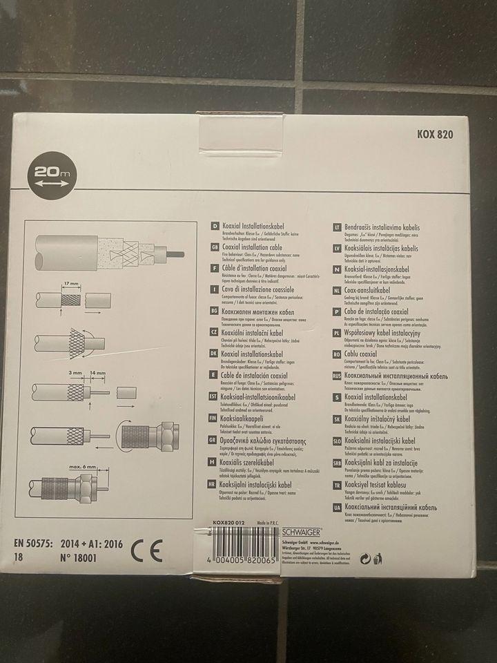 Schwaiger KOX820 012 Satelliten Koaxialkabel weiß in Tilleda