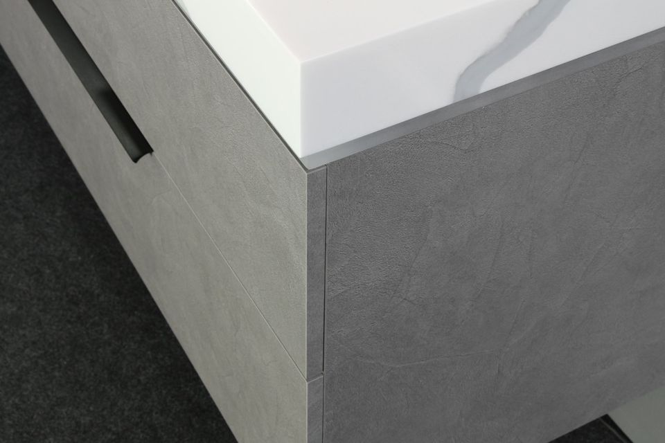 Exklusives Badmöbel Waschtisch 160 cm, 200 cm Badezimmermöbel Beton Grau mit integriertem Waschbecken Marmor CALACATTA sofort verfügbar 4.516,- €* in Bad Essen