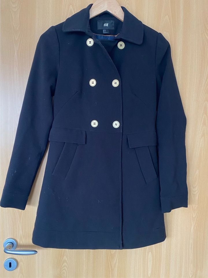 Trenchcoat dunkelblau 36 wolle warm Walk Loden Mantel H&M Jacke in Weiden (Oberpfalz)