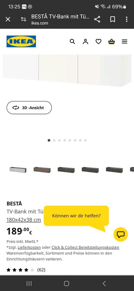 Ikea Besta TV Bank mit Glasplatte 180x in Werne