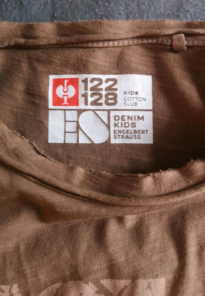 2 T-Shirts Engelbert Strauss, Größe 122/128, Zwillinge braun grün in Binzen